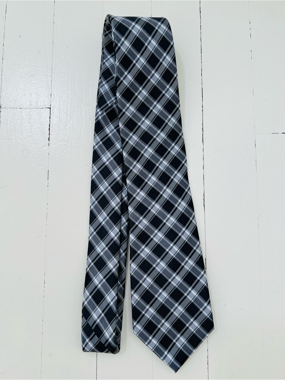 Michael Kors Black and Gray Plaid Tie